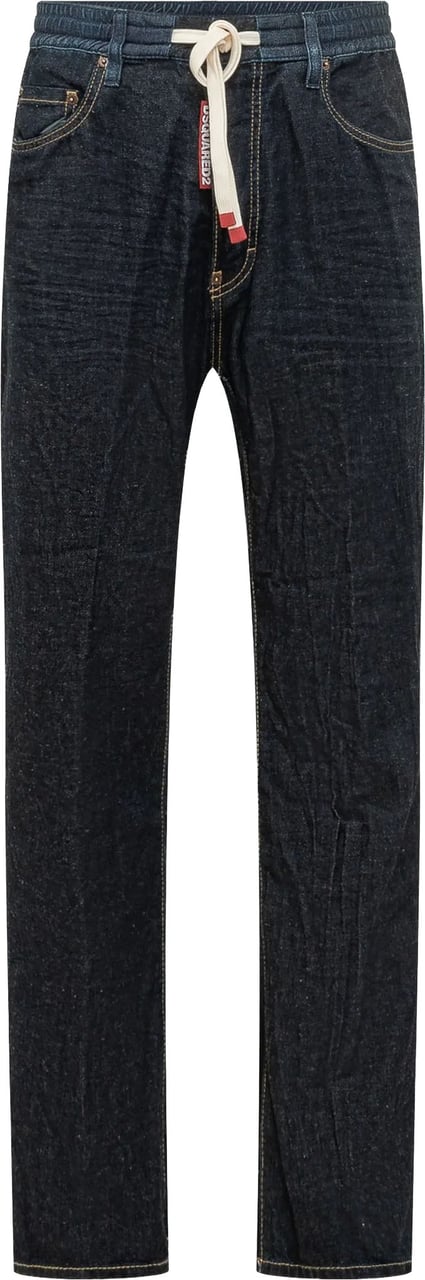 Dsquared2 Straight-Leg Dark Denim Drawstring Rope Pants Zwart