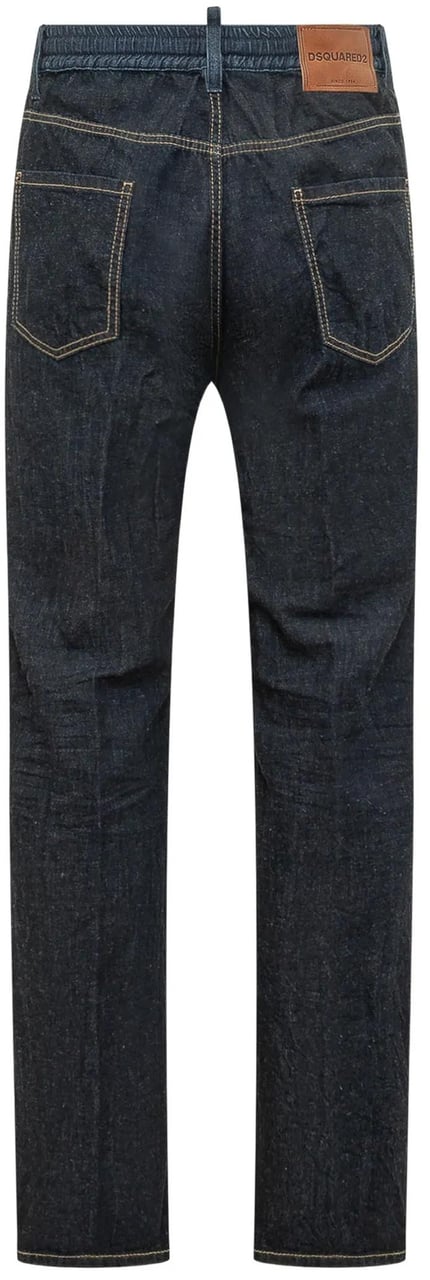 Dsquared2 Straight-Leg Dark Denim Drawstring Rope Pants Zwart