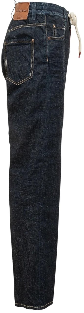 Dsquared2 Straight-Leg Dark Denim Drawstring Rope Pants Zwart
