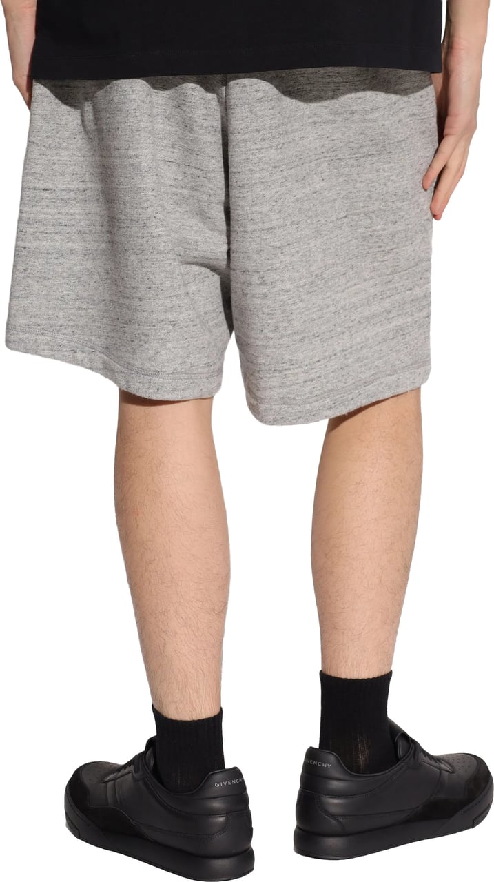 Dsquared2 Grey Heathered Cotton Embroidered Logo Shorts Grijs