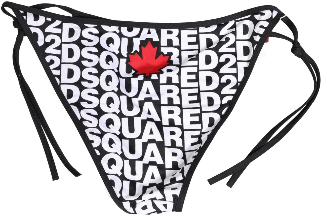 Dsquared2 Dsquared² Multicolor Nylon Logo Print Bikini Bottom Swimwear Rood
