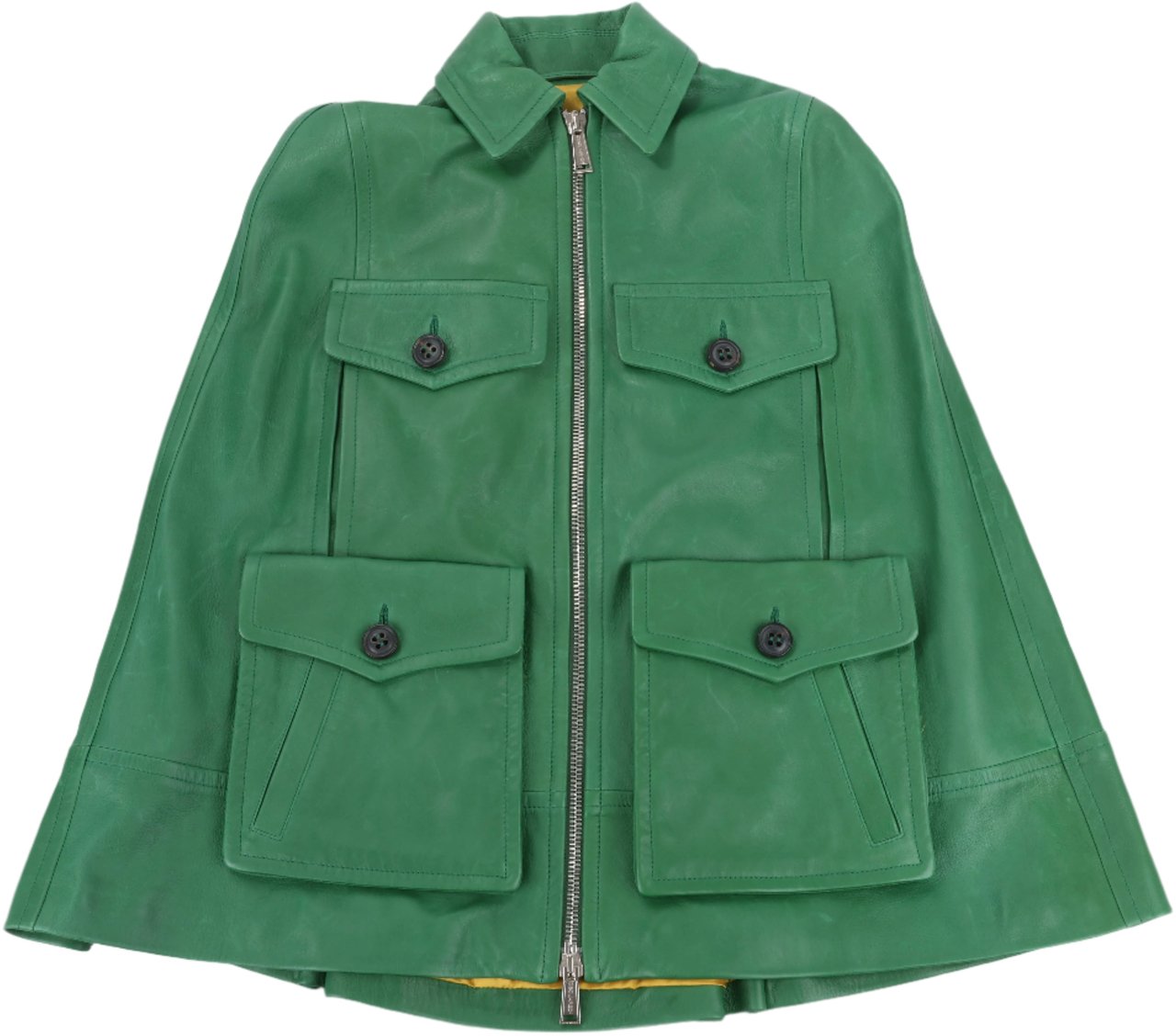 Dsquared2 DSQUARED2 Green Leather Cape Jacket, Style S75AM0561, Size 38 Groen