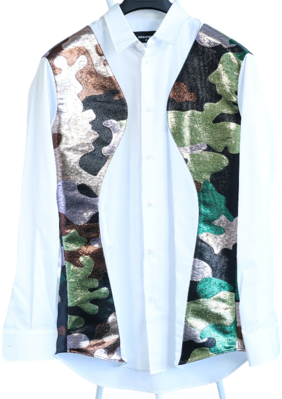 Dsquared2 Dsquared2 Camouflage Panel White Shirt, 48 IT Wit