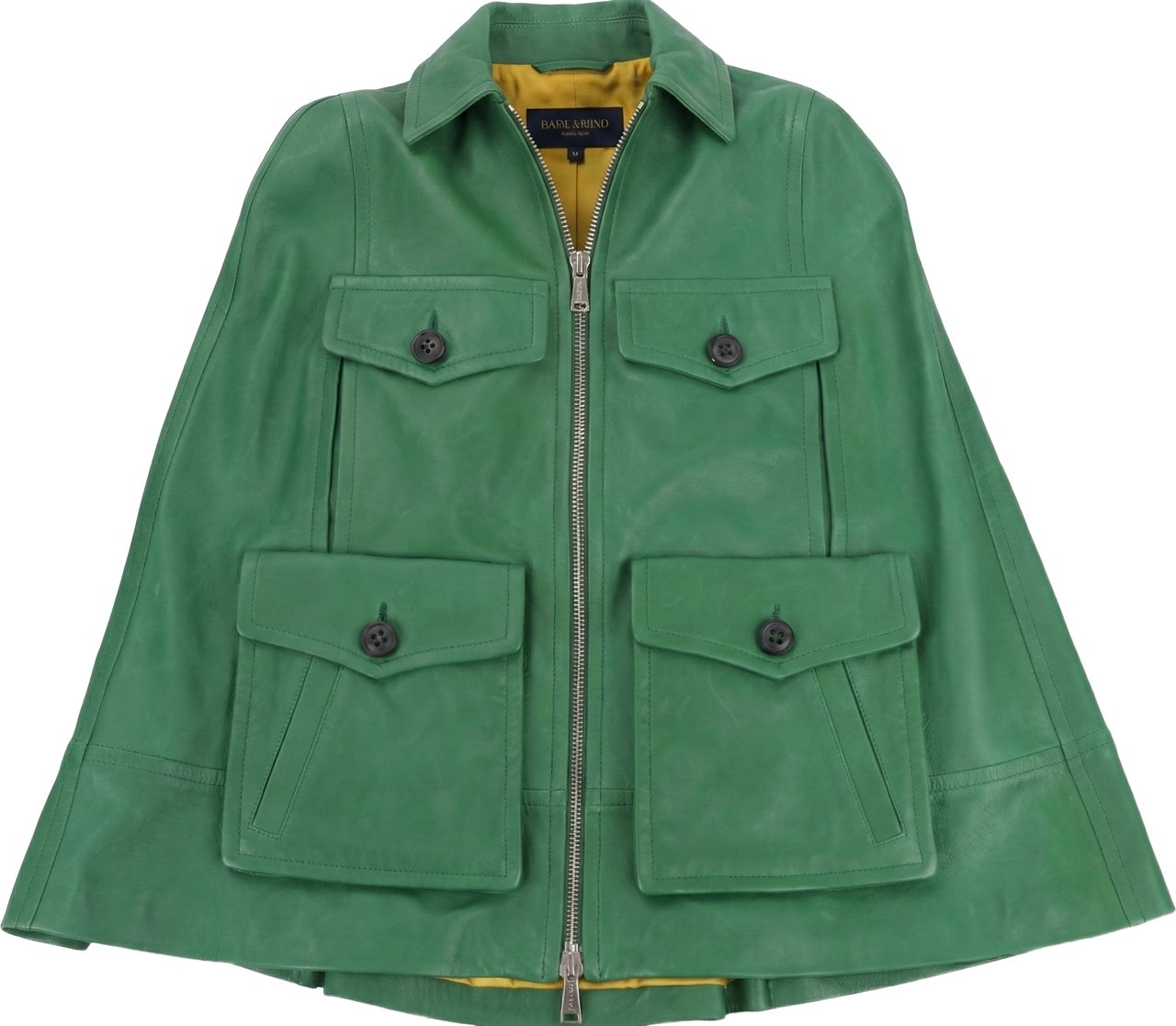 Dsquared2 DSQUARED2 Green Leather Cape Jacket, Style S75AM0561, Size 38 Groen