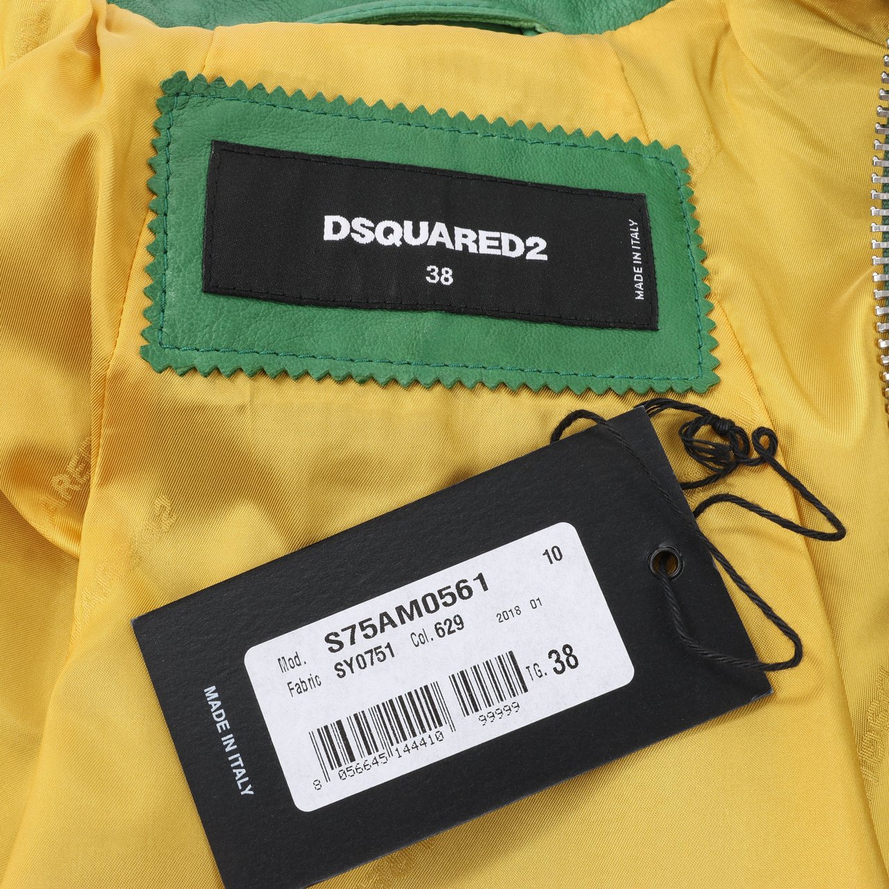 Dsquared2 DSQUARED2 Green Leather Cape Jacket, Style S75AM0561, Size 38 Groen