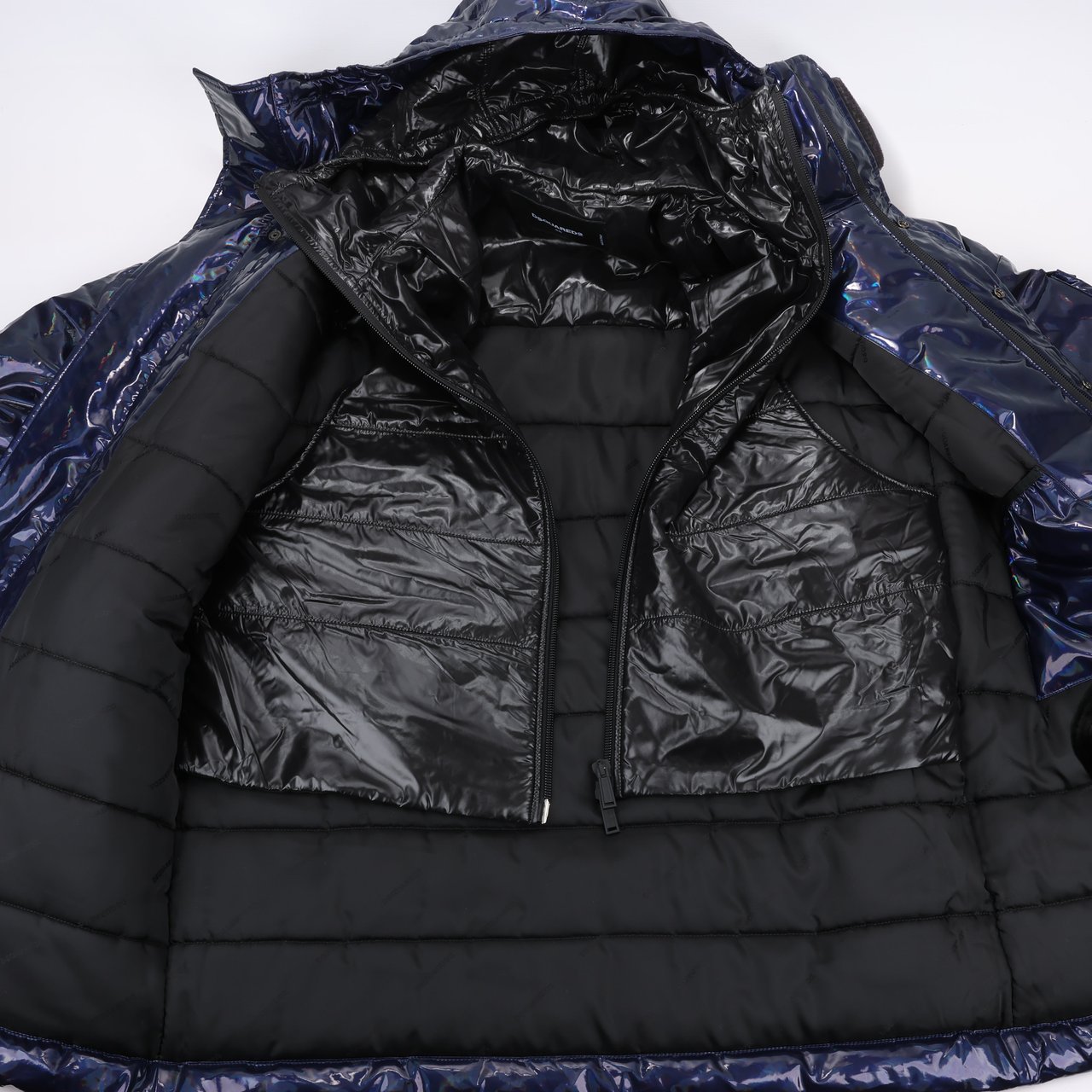 DSQUARED2 Glossy Navy Puffer Jacket, Size 48 Navy