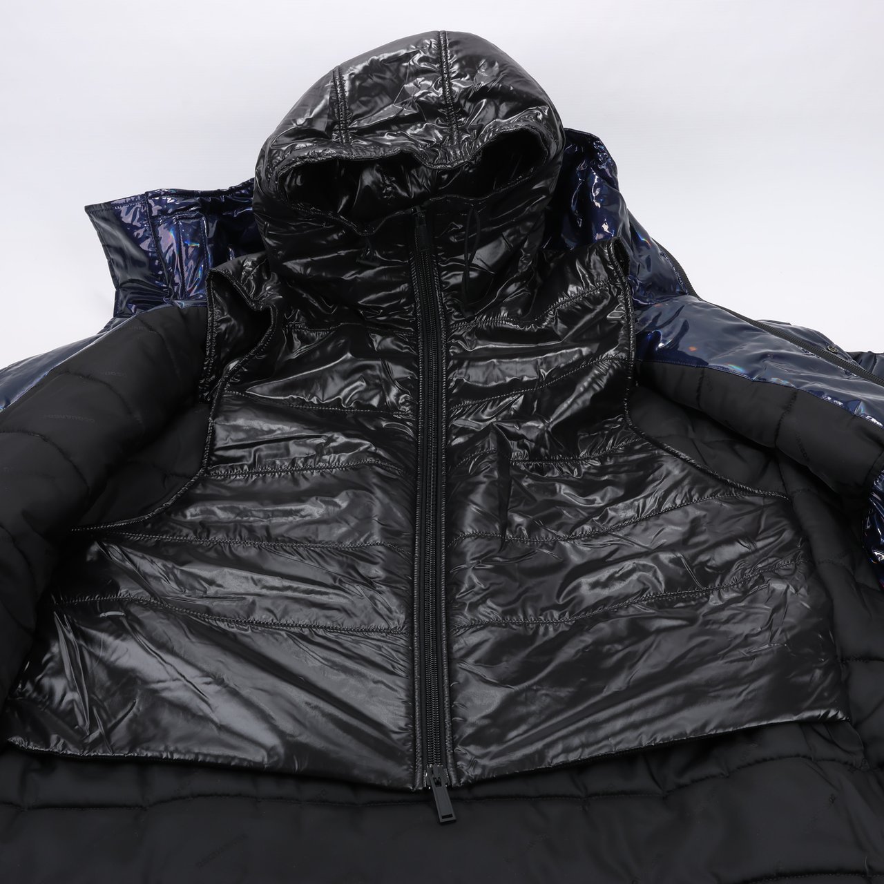 DSQUARED2 Glossy Navy Puffer Jacket, Size 48 Navy