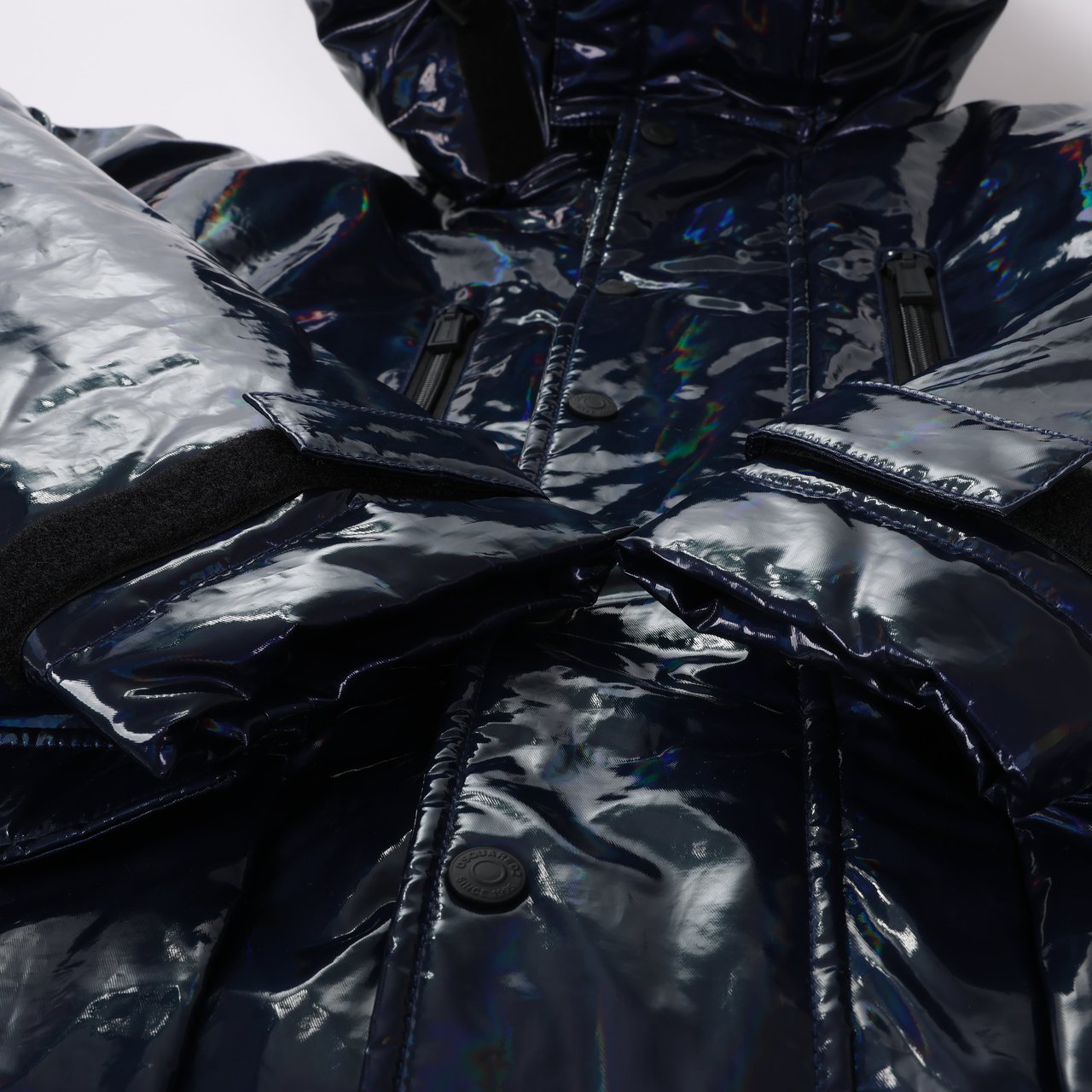 DSQUARED2 Glossy Navy Puffer Jacket, Size 48 Navy
