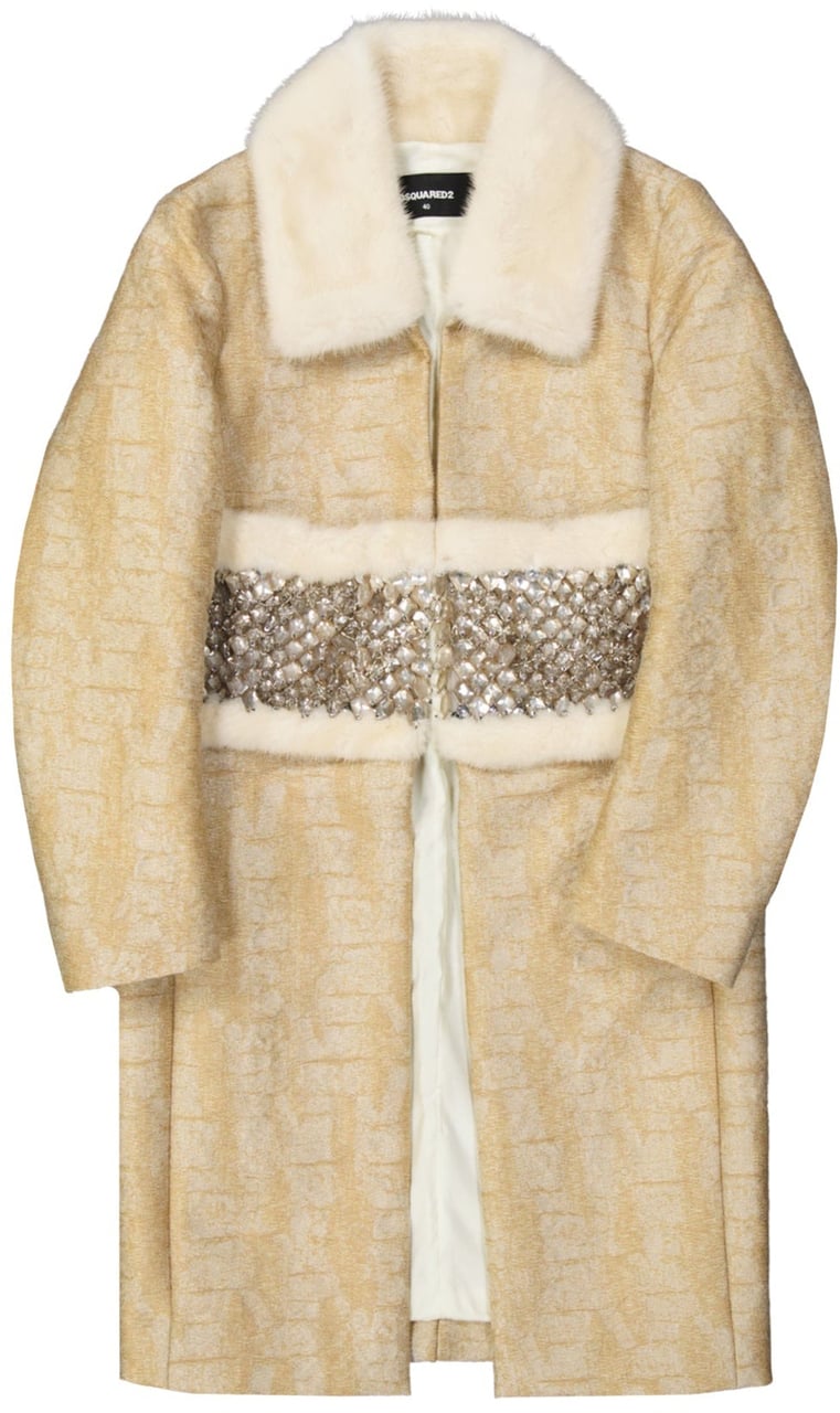Dsquared2 Dsquared2 Crystal Embellished Coat Beige