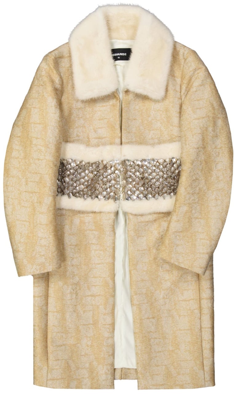 Dsquared2 Dsquared2 Crystal Embellished Coat Beige