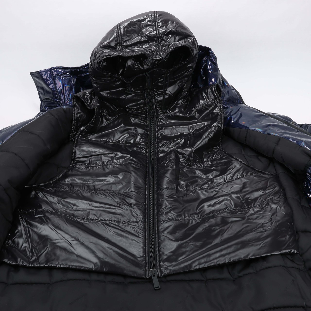 DSQUARED2 Glossy Navy Puffer Jacket, Size 48 Navy