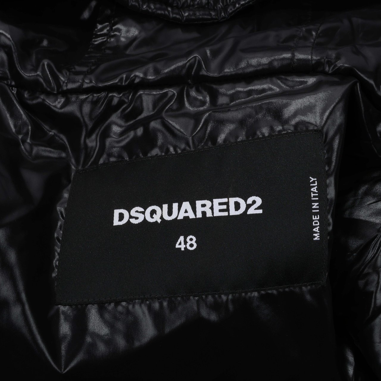 DSQUARED2 Glossy Navy Puffer Jacket, Size 48 Navy