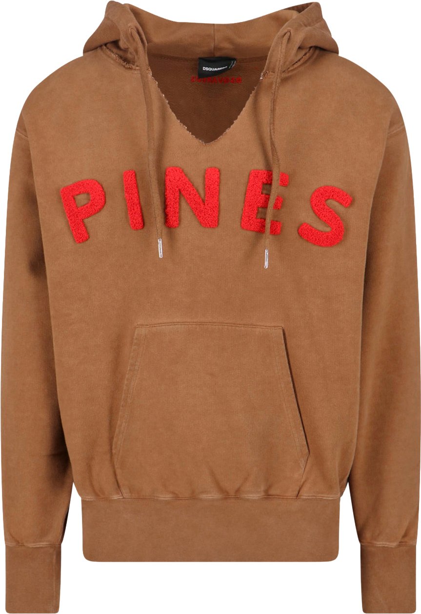 Dsquared2 Classic Knit Brown Hooded Sweatshirt With Relaxed Fit Bruin