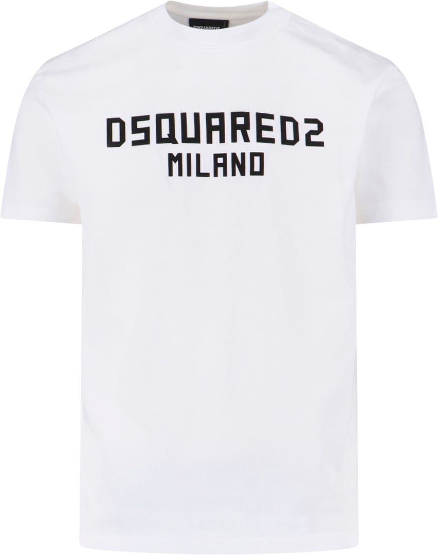 Dsquared2 Minimalist White Short-Sleeve T-Shirt with Bold Black Print Wit