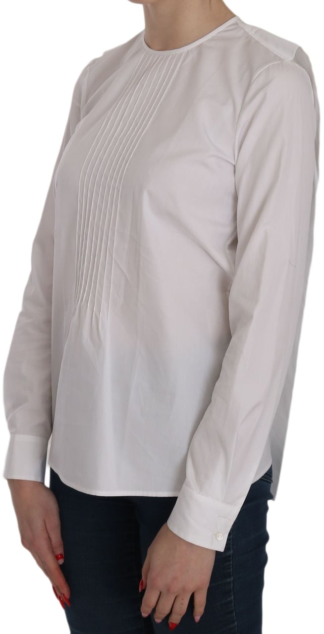 Dsquared2 Dsquared² White Crew Neck Long Sleeve Cotton Blouse Wit