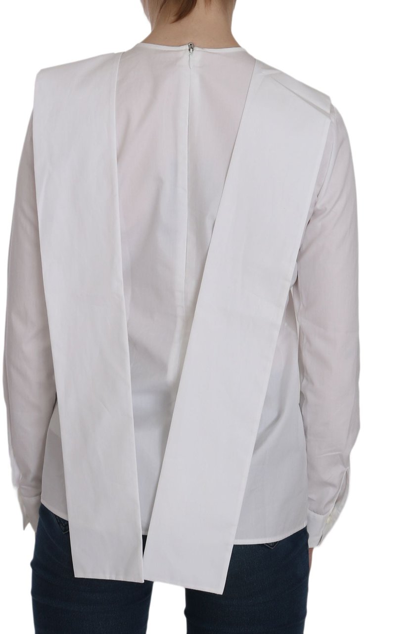Dsquared2 Dsquared² White Crew Neck Long Sleeve Cotton Blouse Wit