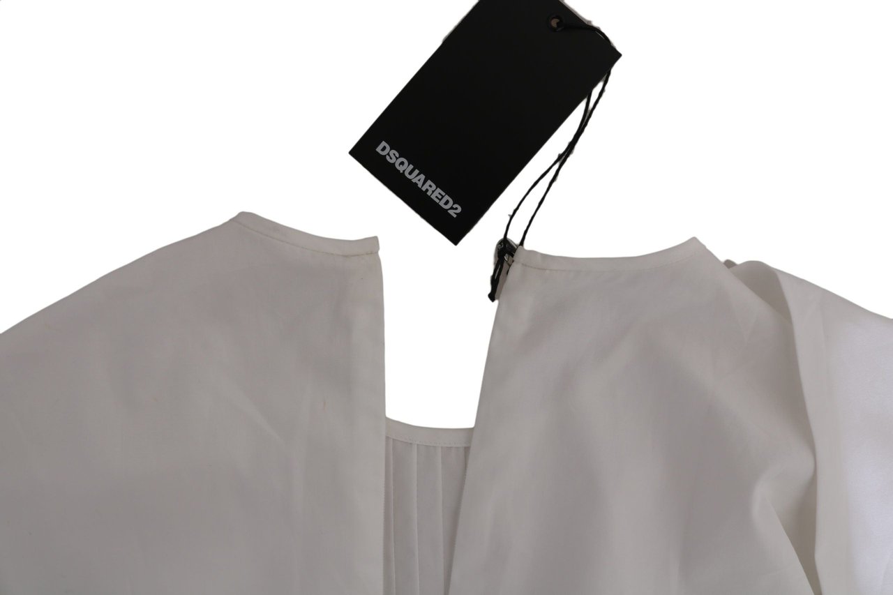 Dsquared2 Dsquared² White Crew Neck Long Sleeve Cotton Blouse Wit