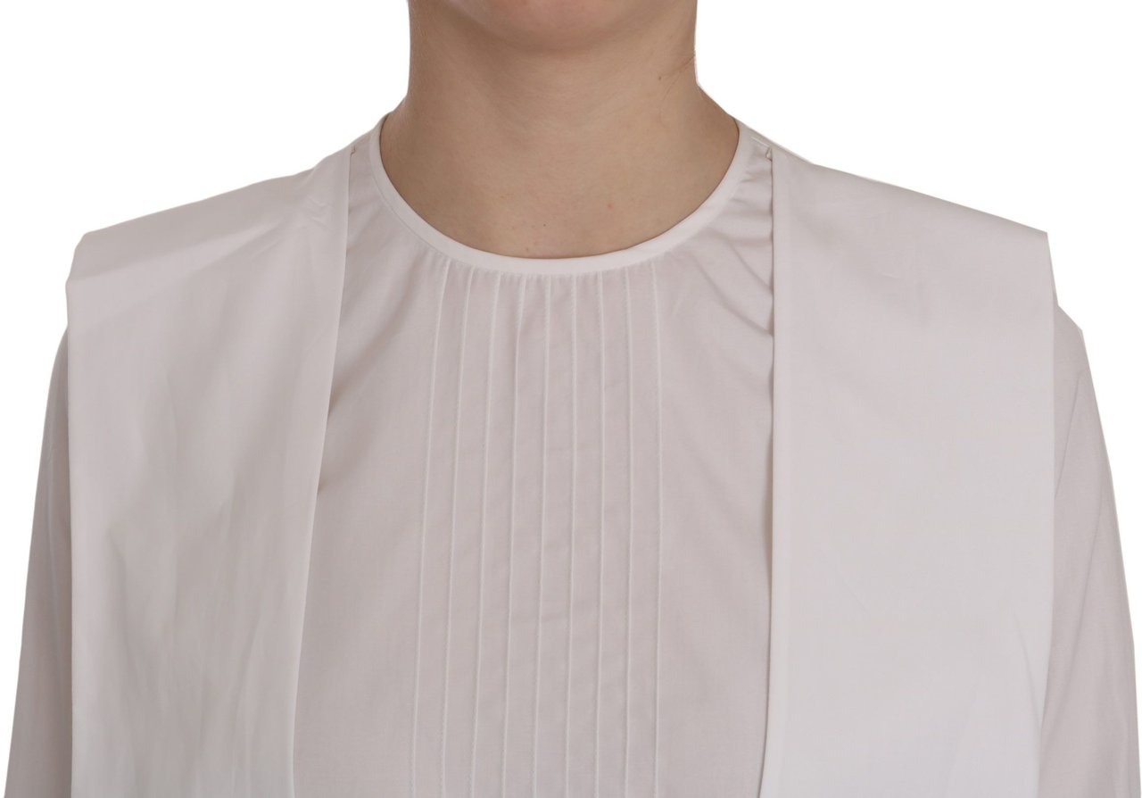 Dsquared2 Dsquared² White Crew Neck Long Sleeve Cotton Blouse Wit