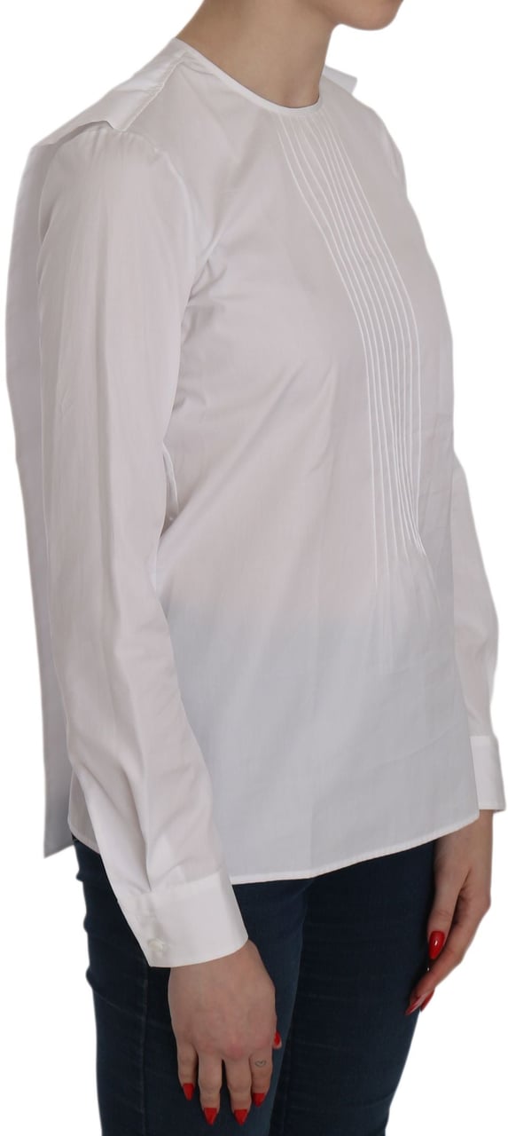 Dsquared2 Dsquared² White Crew Neck Long Sleeve Cotton Blouse Wit