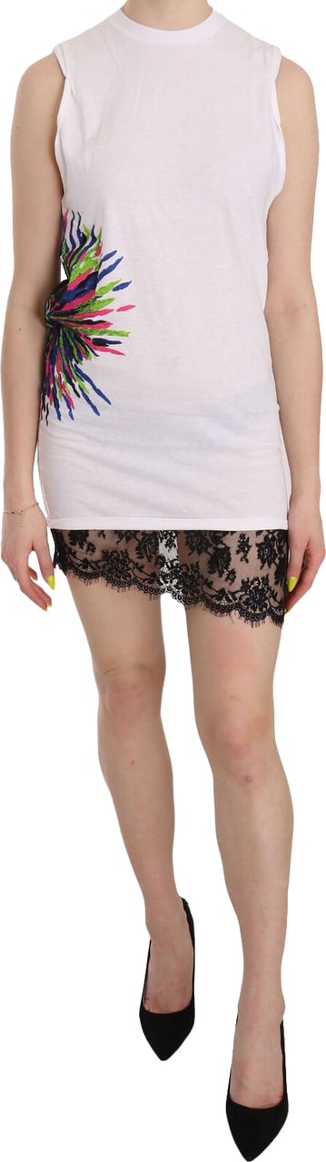 Dsquared2 Dsquared² White Printed Crew Neck Sleeveless Bodycon Mini Dress Wit