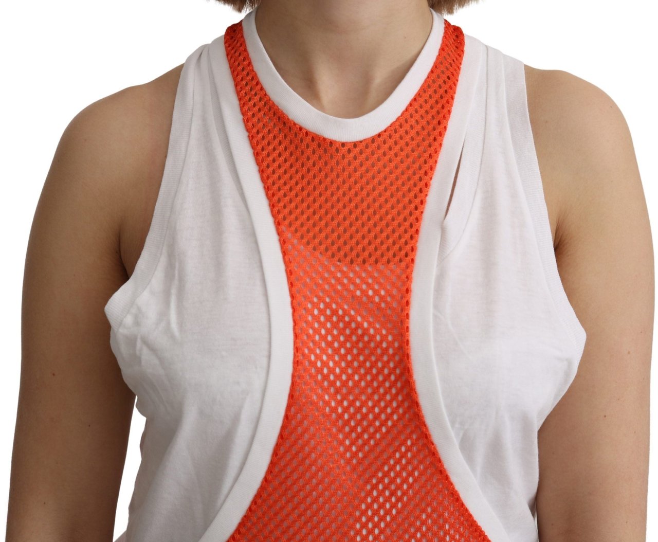 Dsquared2 Dsquared² Orange White Crewneck Sleeveless Tank T-shirt Dress Top Oranje