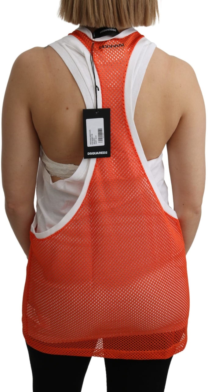 Dsquared2 Dsquared² Orange White Crewneck Sleeveless Tank T-shirt Dress Top Oranje