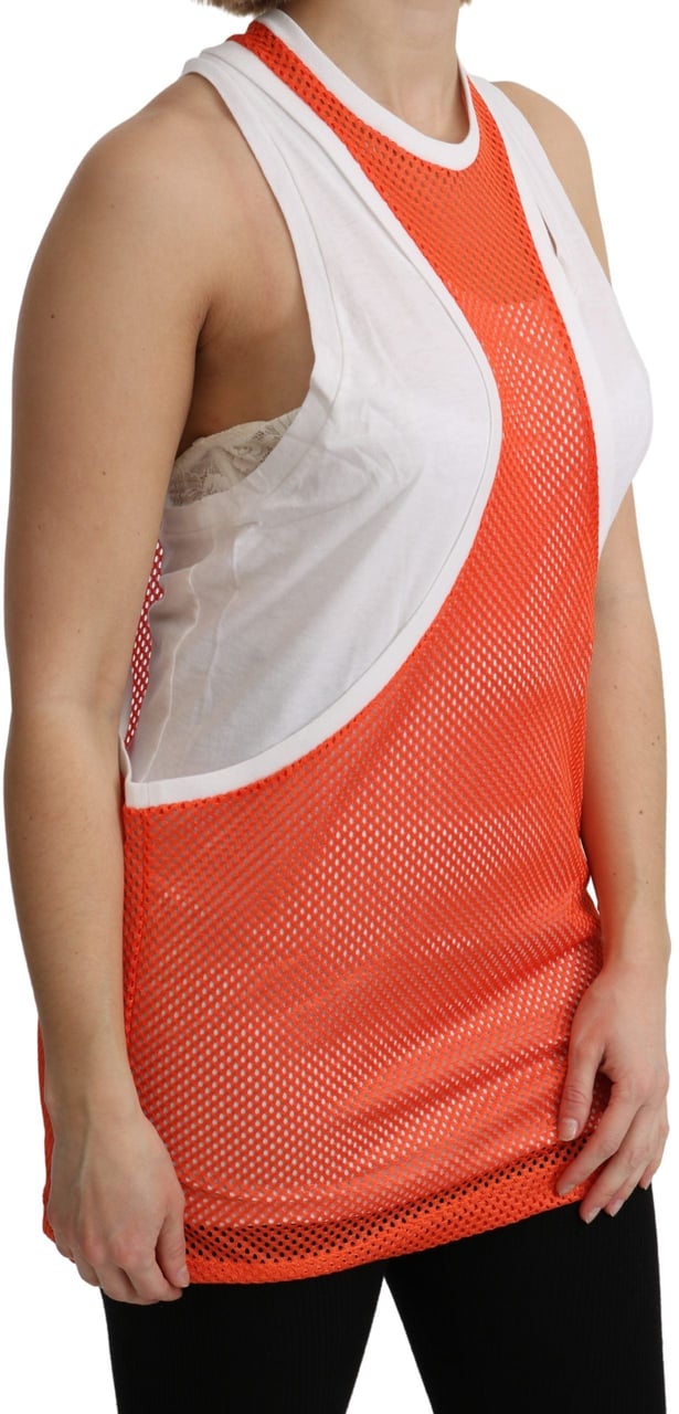 Dsquared2 Dsquared² Orange White Crewneck Sleeveless Tank T-shirt Dress Top Oranje