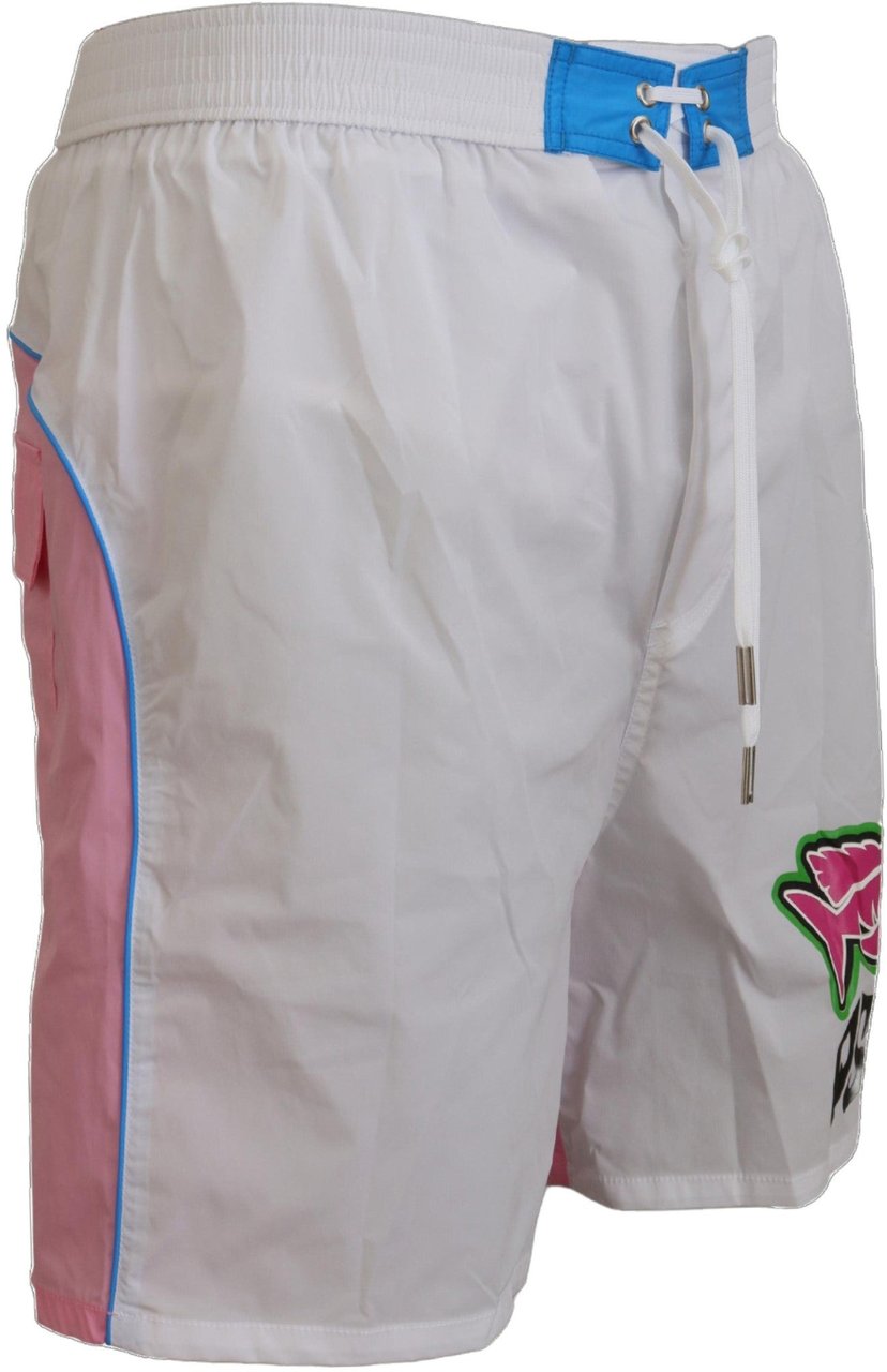 Dsquared2 Dsquared² White Pink Logo Print Men Beachwear Shorts Swimwear Divers