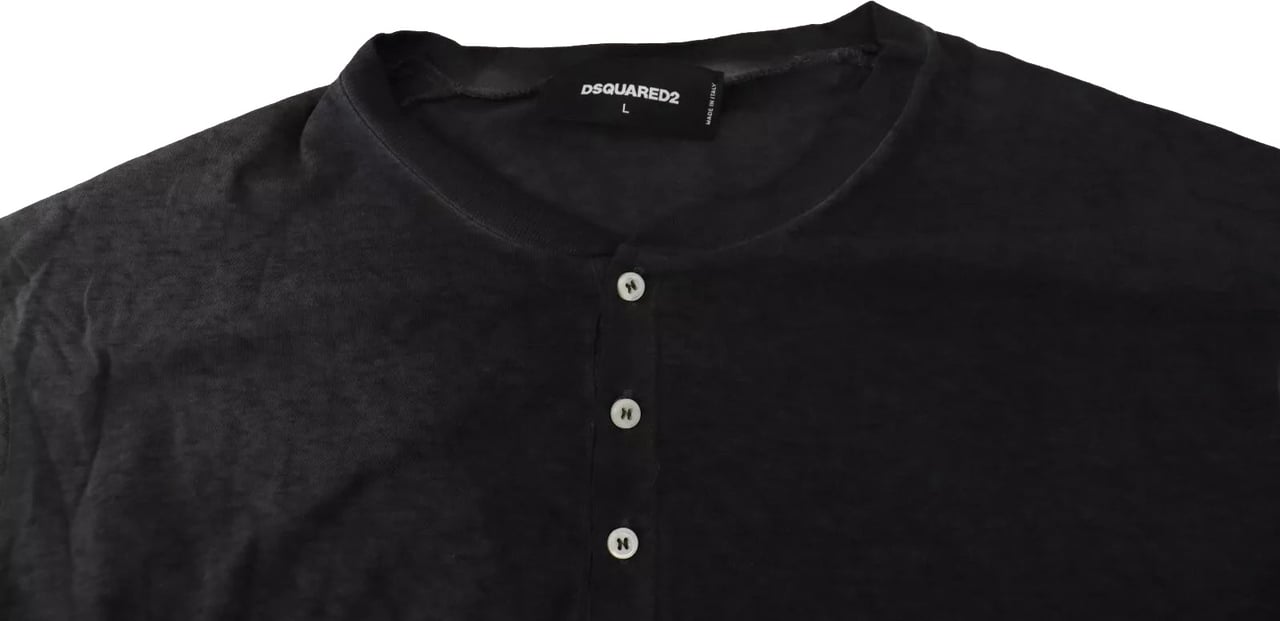 Dsquared2 Dsquared² Black Cotton Linen Long Sleeves Pullover Sweater Zwart