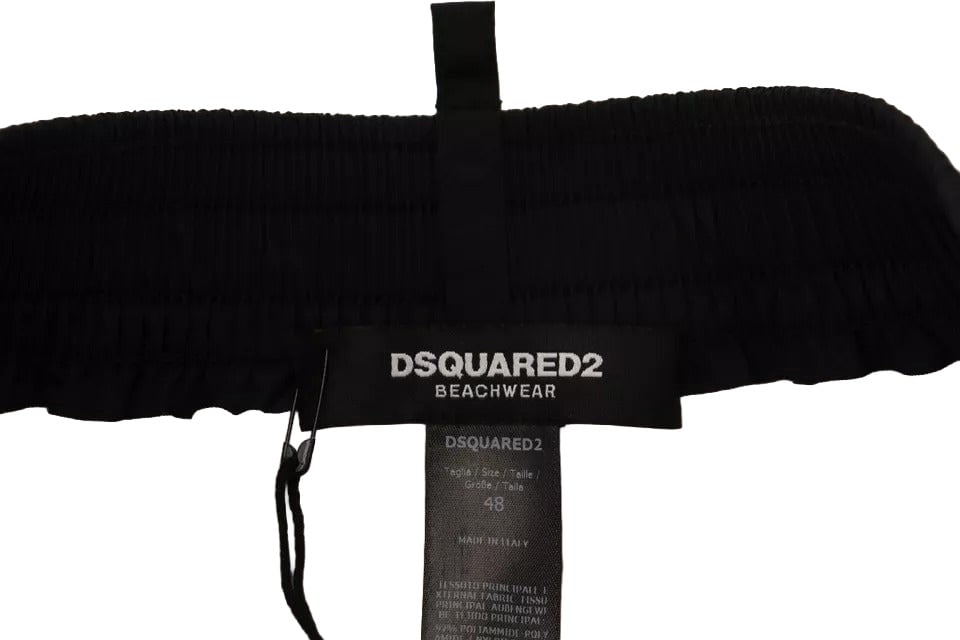 Dsquared2 Dsquared² Yellow Black Printed Nylon Beachwear Shorts Swimwear Blauw