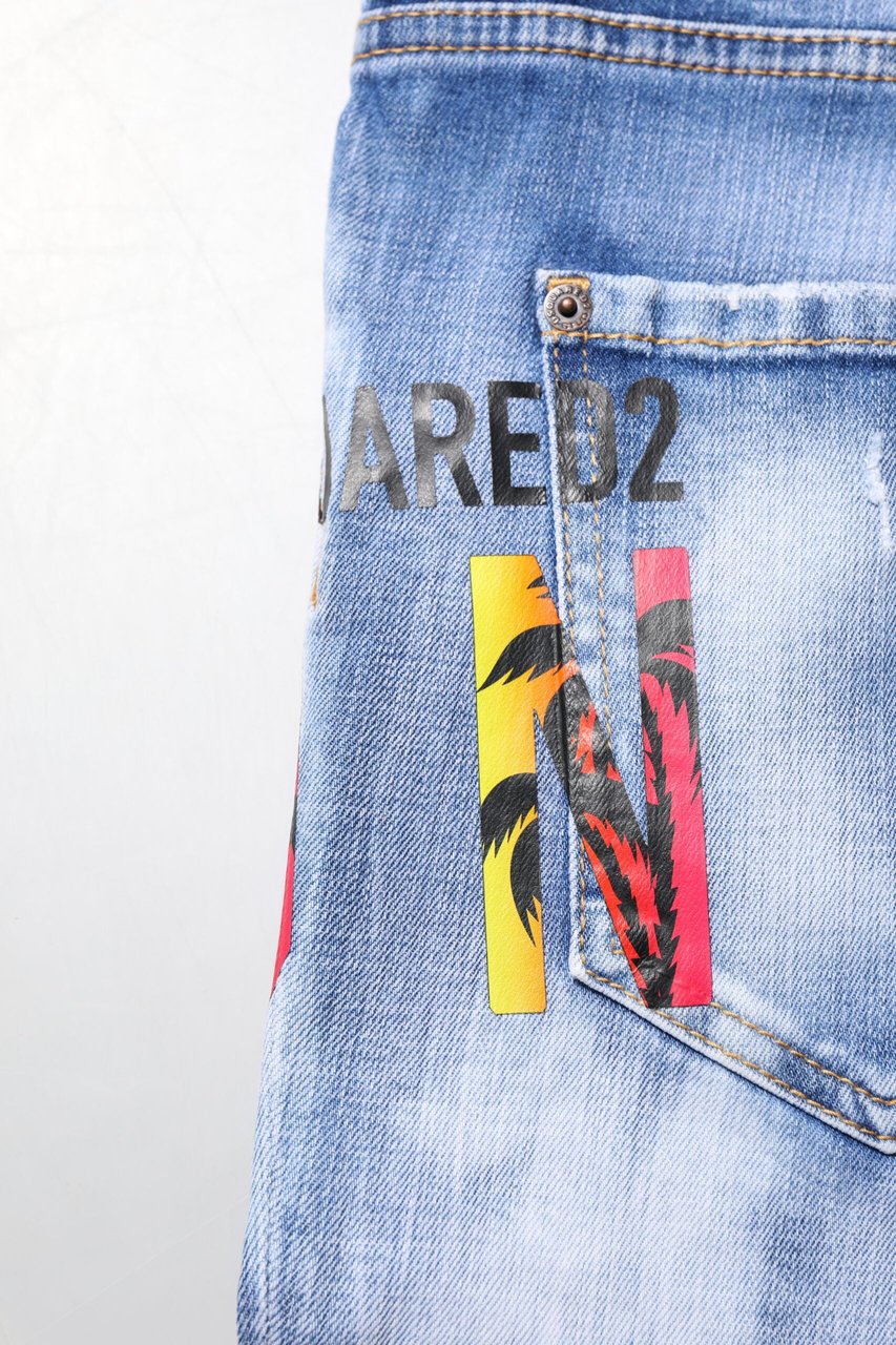Dsquared2 Dsquared² Blue Washed Cotton Mid Waist Skinny Denim Jeans Blauw