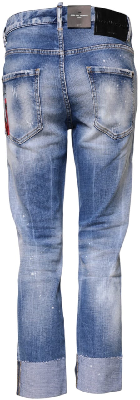 Dsquared2 Dsquared² Blue Washed Cotton Mid Waist Skinny Denim Jeans Blauw