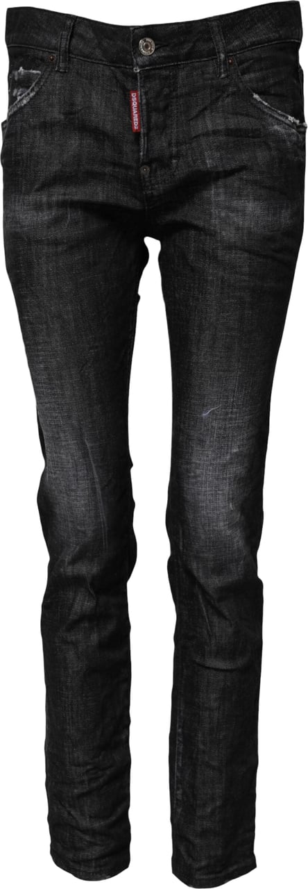 Dsquared2 Dsquared² Black Washed Cotton Mid Waist Skinny Jeans Zwart