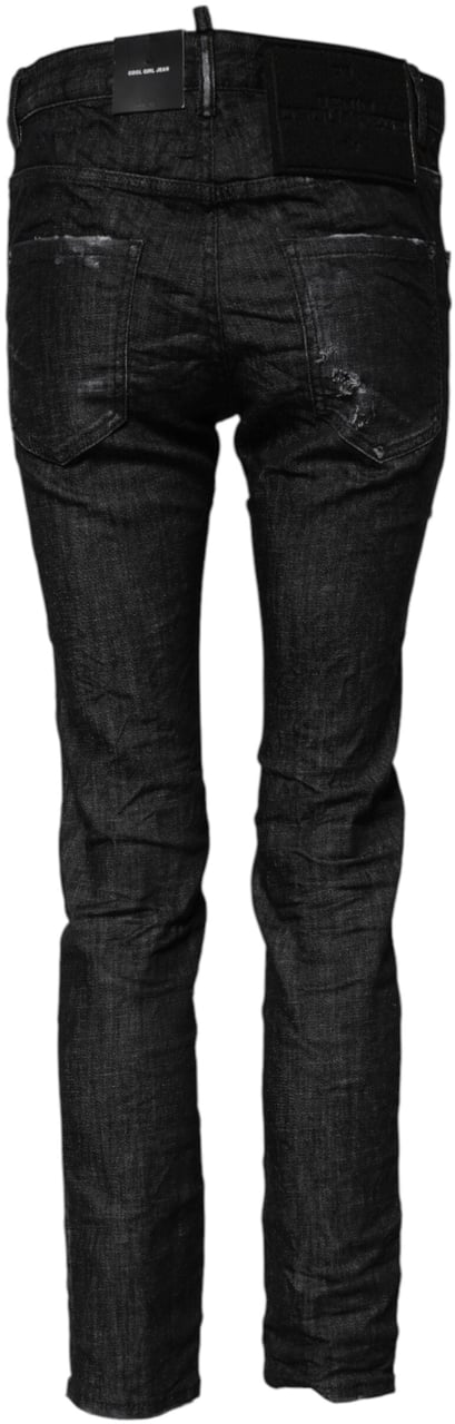 Dsquared2 Dsquared² Black Washed Cotton Mid Waist Skinny Jeans Zwart