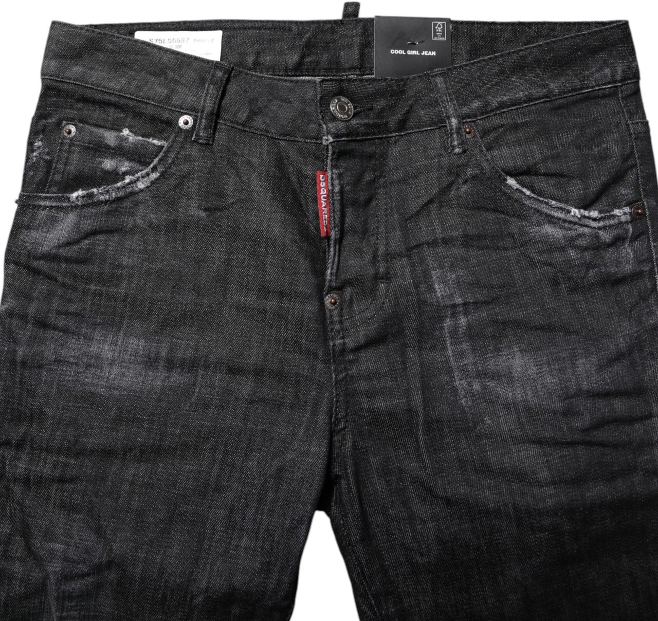 Dsquared2 Dsquared² Black Washed Cotton Mid Waist Skinny Jeans Zwart