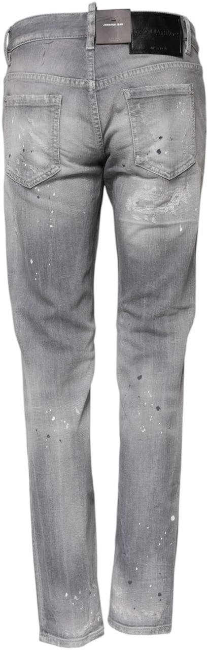 Dsquared2 Dsquared² Gray Washed Mid Waist Tapered Denim Jeans Grijs