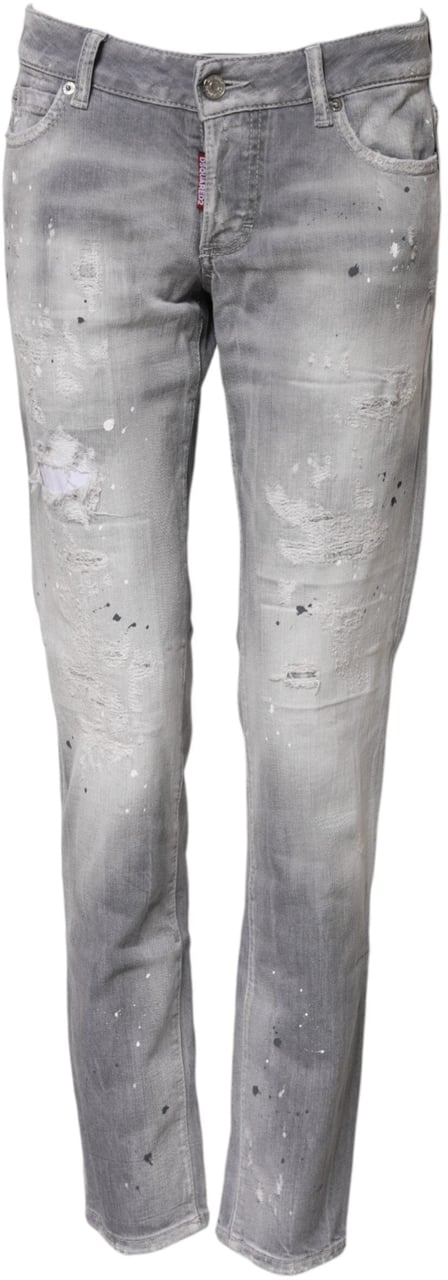 Dsquared2 Dsquared² Gray Washed Mid Waist Tapered Denim Jeans Grijs