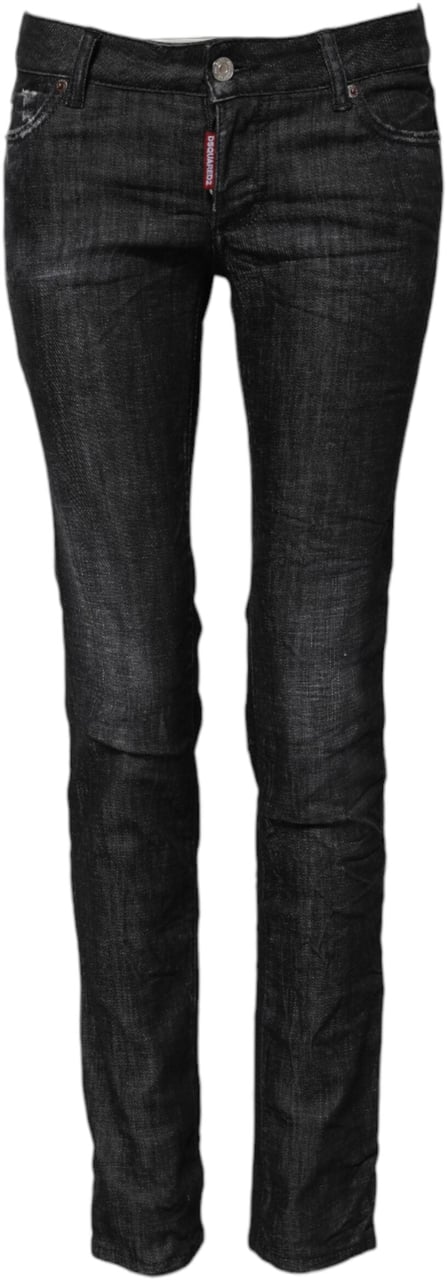 Dsquared2 Dsquared² Black Cotton Low Waist Skinny Denim Jeans Zwart