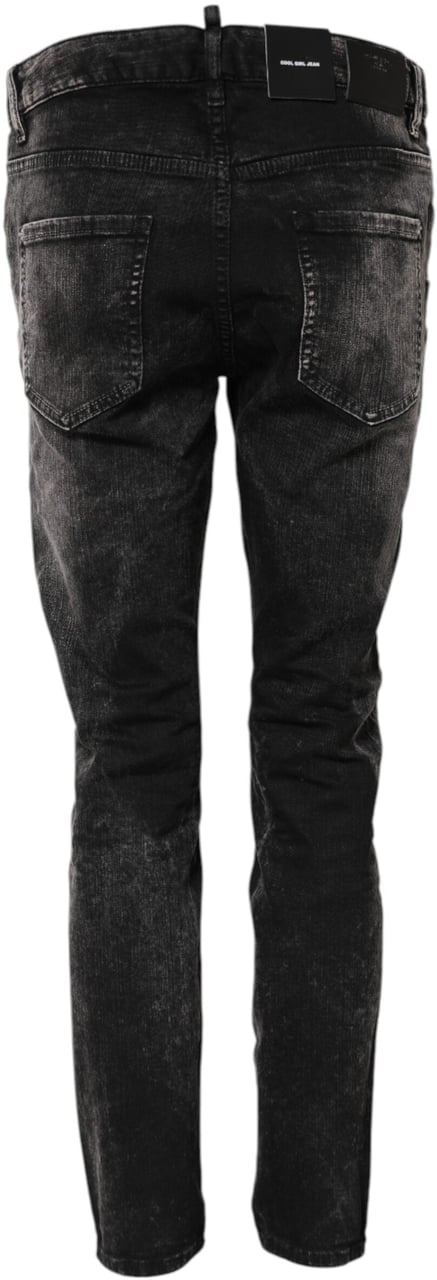 Dsquared2 Dsquared² Black Washed Mid Waist Tapered Denim Jeans Zwart