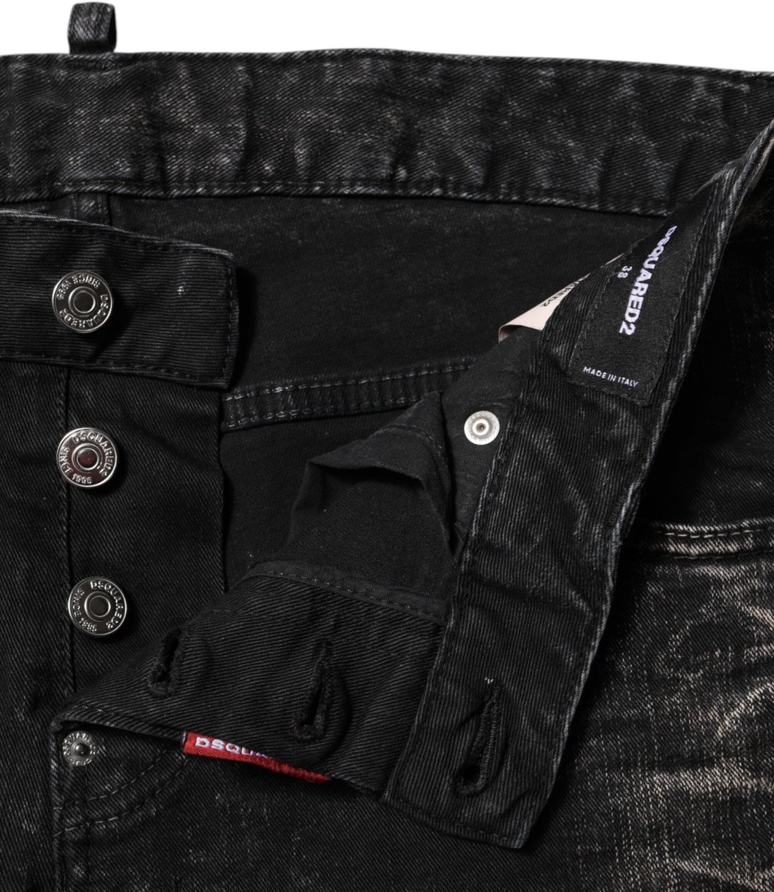 Dsquared2 Dsquared² Black Washed Mid Waist Tapered Denim Jeans Zwart