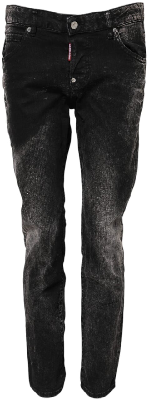 Dsquared2 Dsquared² Black Washed Mid Waist Tapered Denim Jeans Zwart