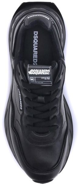 Dsquared2 Dsquared² Black Calf Leather Bos Taurus Athletic Sneakers Zwart