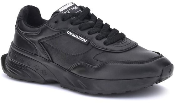 Dsquared2 Dsquared² Black Calf Leather Bos Taurus Athletic Sneakers Zwart