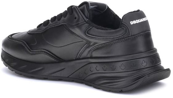 Dsquared2 Dsquared² Black Calf Leather Bos Taurus Athletic Sneakers Zwart