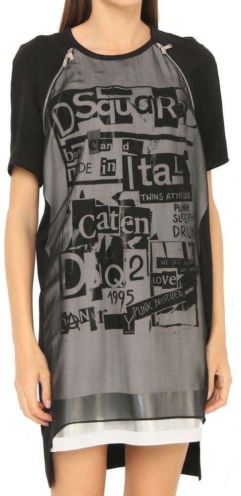 Dsquared2 Dsquared² Black Silk Casual Dress Zwart