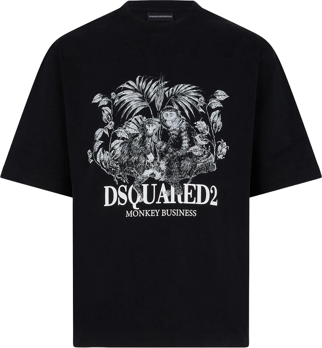 Dsquared2 Monkey Business Loose Fit T-Shirt Zwart