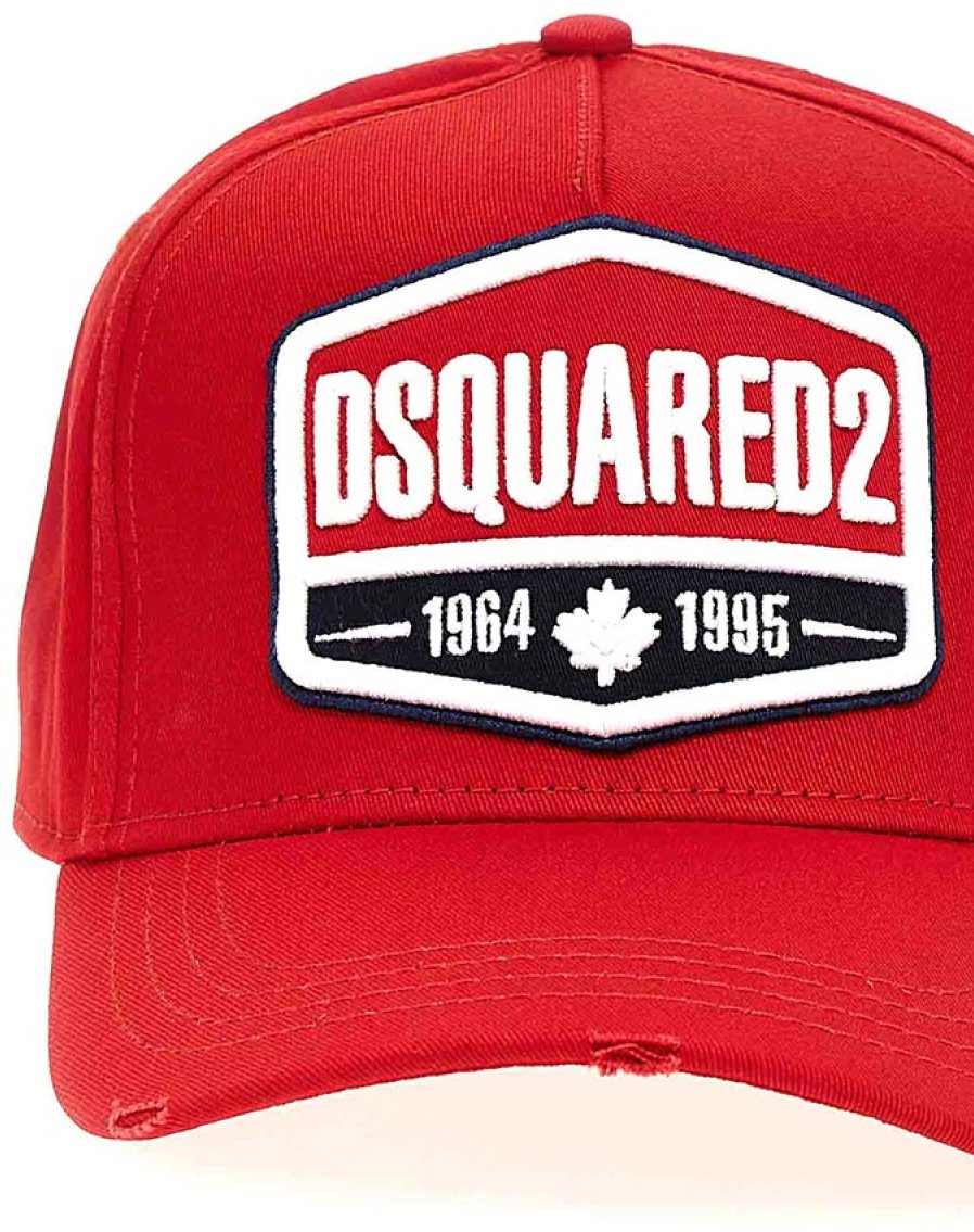 Dsquared2 Logo Patch Baseball Cap Rood