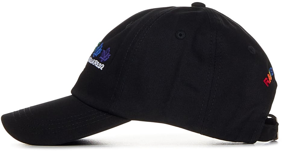 Dsquared2 Rainbow Leaf Logo Baseball Cap Zwart