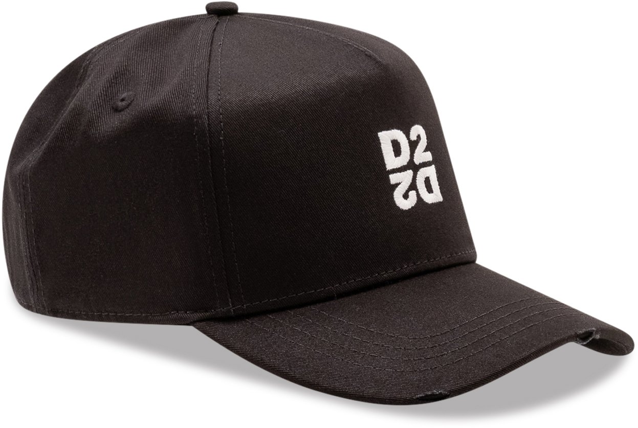Dsquared2 Cappello da Baseball con Monogramma Ricamato Zwart