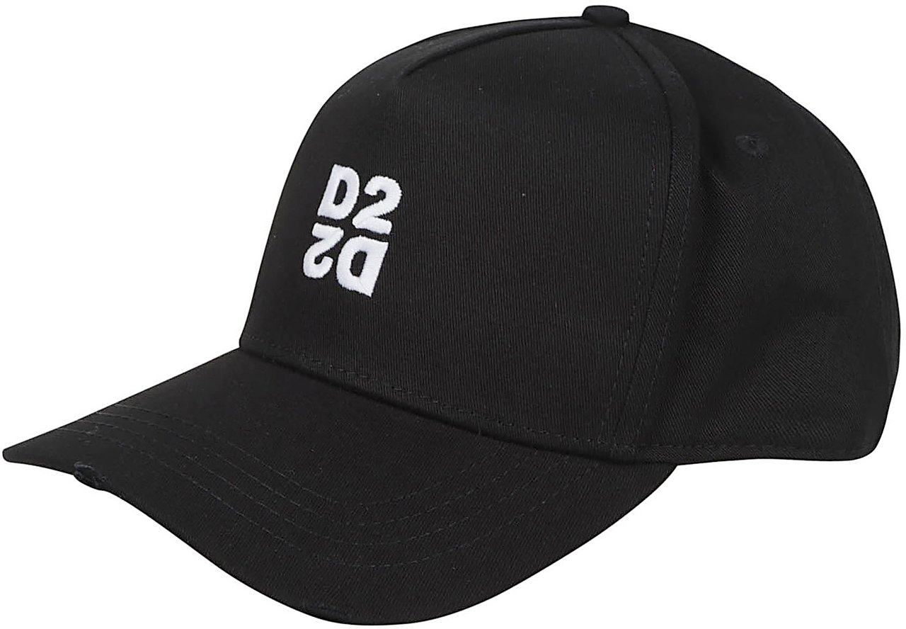 Dsquared2 D2 Upside Down Baseball Cap Black Zwart